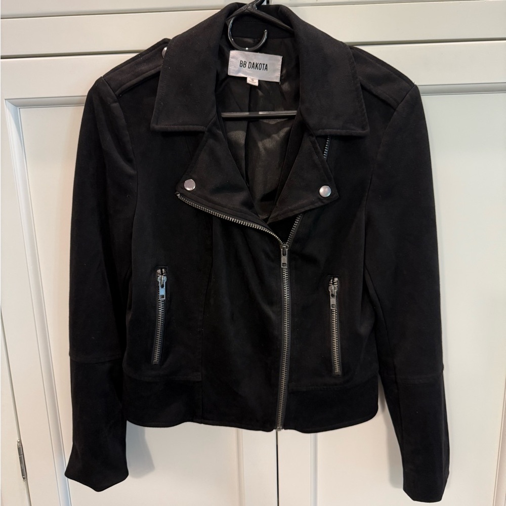 BB Dakota Black faux suede Moto Jacket